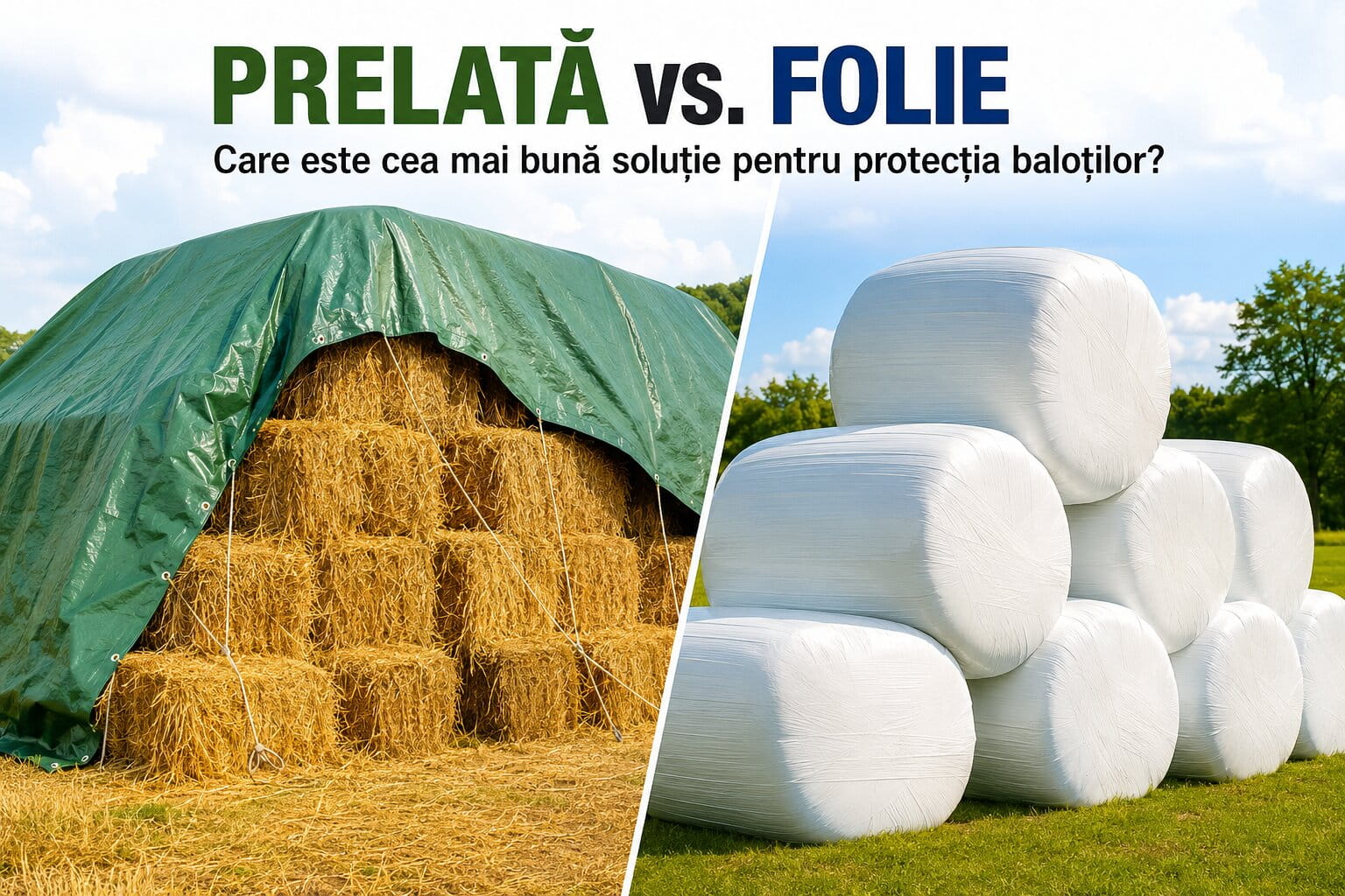 Prelată vs. folie: care este cea mai bună soluție pentru protecția baloților?
