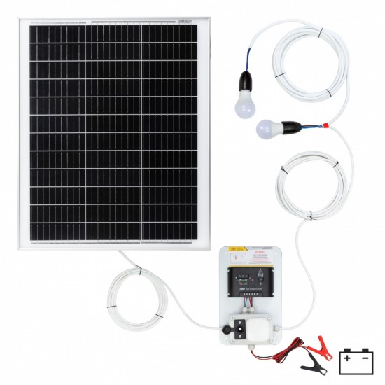 Sistem de iluminat AGRO ELECTRO  2 becuri cu Panou solar 50 W