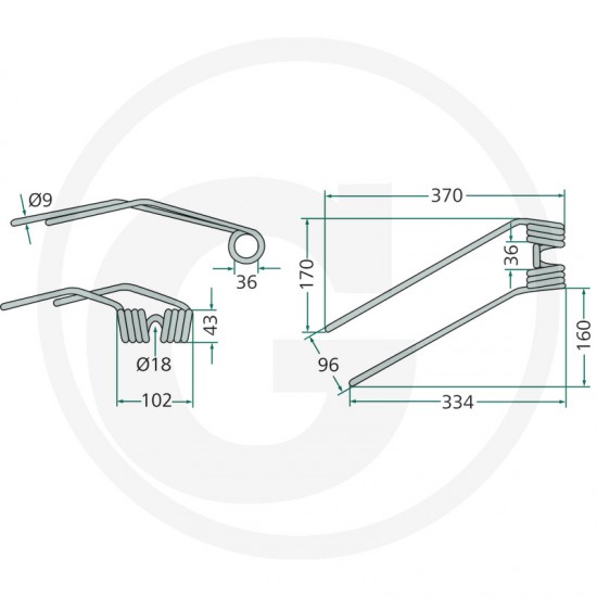 Gheara Elastica Grebla DEUTZ FAHR 102x370x36mm 0622.9776 1.1040.001.500-10 4059139025251 06229776 1104000 52506229776 VF06229776KR
