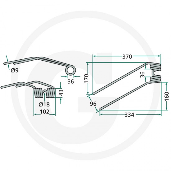 Gheara Elastica Grebla DEUTZ FAHR 102x370x36mm 4059139025398 0658.0391 1040.001.501-10 1104000150110 06580391 52506580391 VF06580391KR