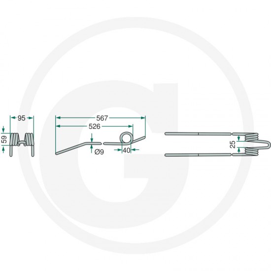 Gheara Elastica Grebla DEUTZ FAHR 95x567x40mm 4059139025138