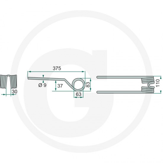 Gheara Elastica Grebla DEUTZ FAHR 110x375x63mm 1660.7564 4059139025107 1660756486 52516607564 VF1660756486KR