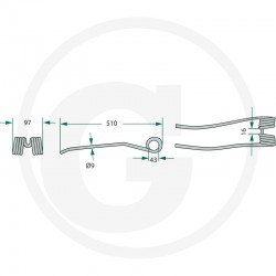 Gheara Elastica Grebla POTTINGER SCHWADKREISEL 97x510x43mm 436.028 436.141 436.022 4059139025466 436141 525436141 436141KR