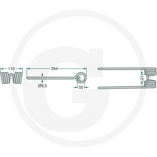 Gheara Elastica Grebla JOHNDEERE GIROHEUER KUHN 110x394x50mm 576.090.00 4059139024452 52557609000 57609000KR