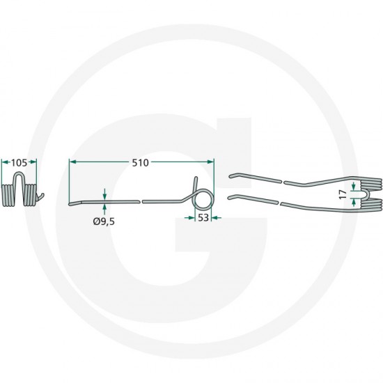 Gheara Elastica Grebla KUHN 105x510x53mm 576.440.10 4059139025763 52557644010 57644010KR