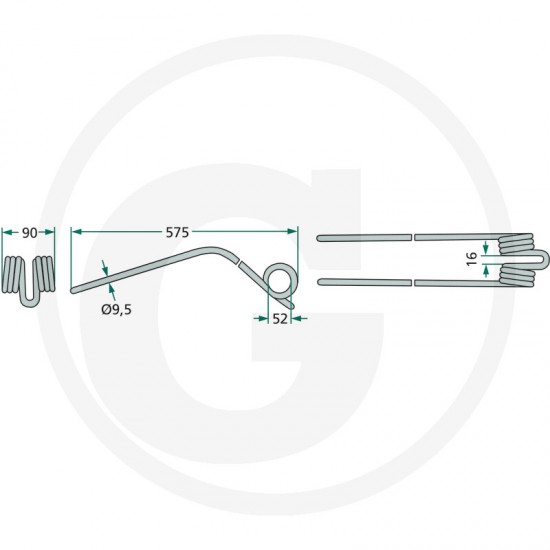 Gheara Elastica Grebla GYRORAKES KUHN 90x575x52mm 577.202.00 4059139025046 52557720200 57720200KR