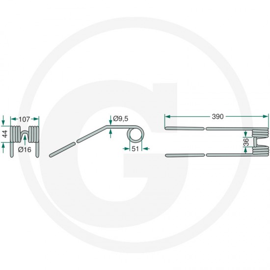 Gheara Elastica Grebla KUHN 107x390x51mm 4059139025794 585.052.10 58505 52558505214 58505210KR
