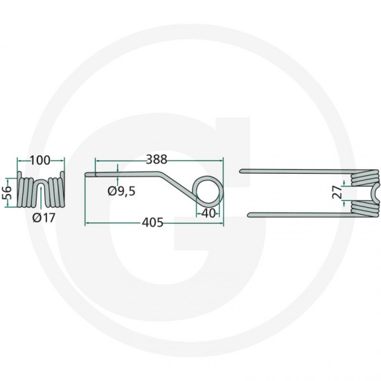 Gheara Elastica Grebla CLAAS WIRBELWENDER 100x388x40mm 902.483.2 4059139026029 5259024832 0009024832KR