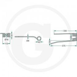 Gheara Elastica Grebla ZETTRECHWENDER STRELA HAYBOB VICON PZ 113x375x42mm PZ107 4059139024803 525PZ-107 VGPZ107KR