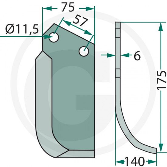 Cutit Freza Howard / Kongskilde 180HOW-01L 73000009953V 9953 GRANIT