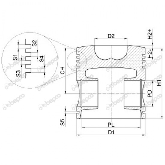 Piston John Deere AR55984 AR77762 AR87736 NAR77762 26/33-49 BEPCO Piston John Deere AR55984 AR77762 AR87736 NAR77762 26/33-49 BEPCO