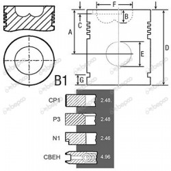 Piston + Segmenti Fiat 1901358 1901476 1909212 8996021 23/32-266 BEPCO