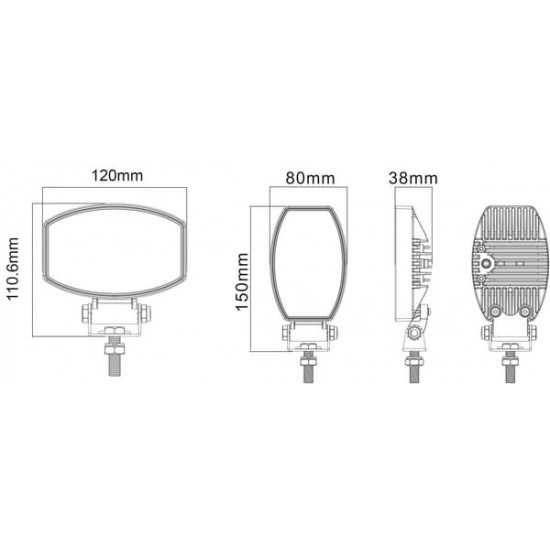 Proiector Oval 12/24V 1900lm 15W LA10020 KRAMP Proiector Oval 12/24V 1900lm 15W LA10020 KRAMP