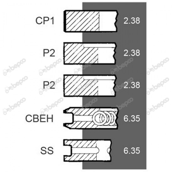 Set Segmenti 98.48mm Standard Massey Ferguson 745760M91 107333 922303 P41158041 VPB4030 VPB4090 30/34-12 BEPCO